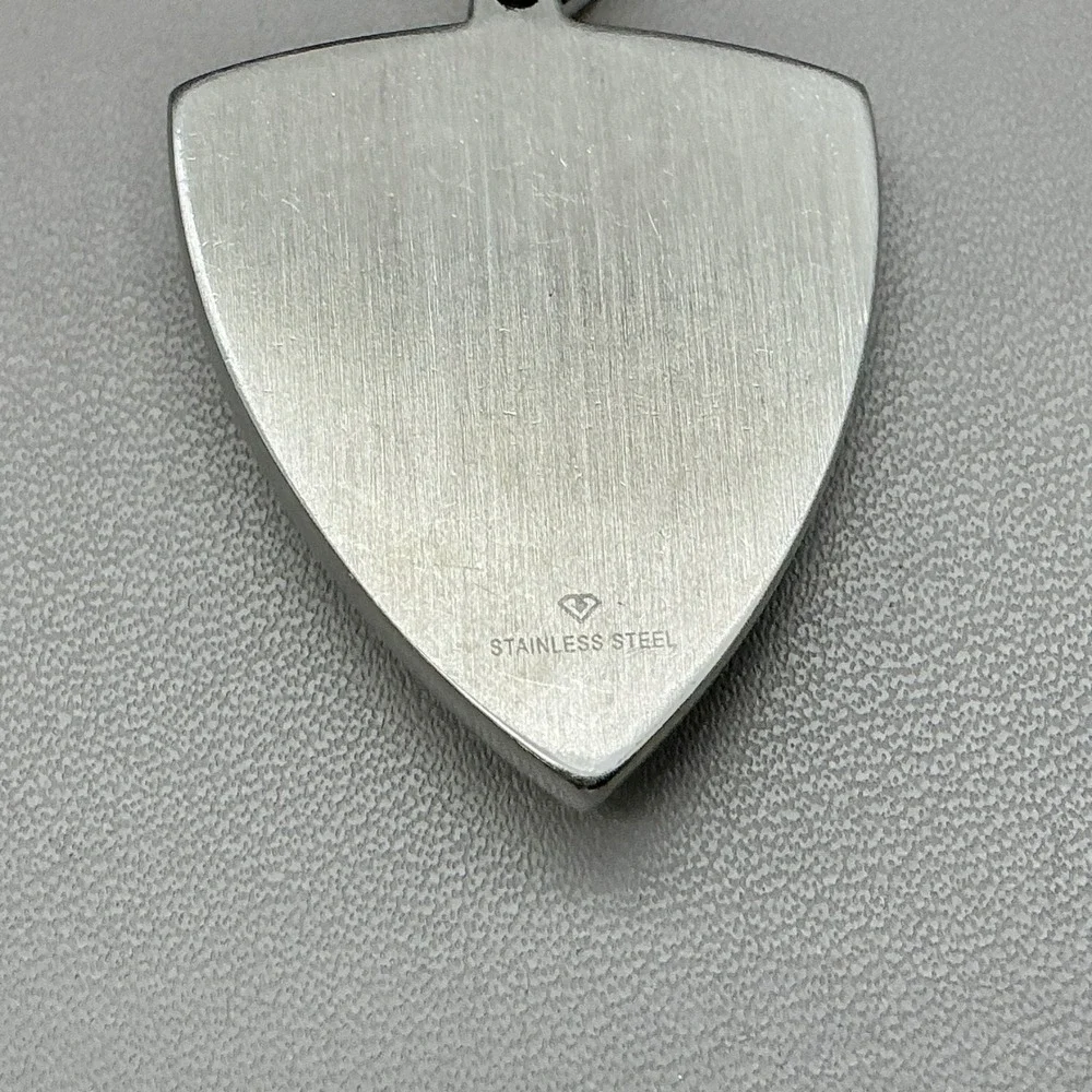 Stainless Steel Bald Eagle American Flag Shield Pendant Gold Tone Patriotic